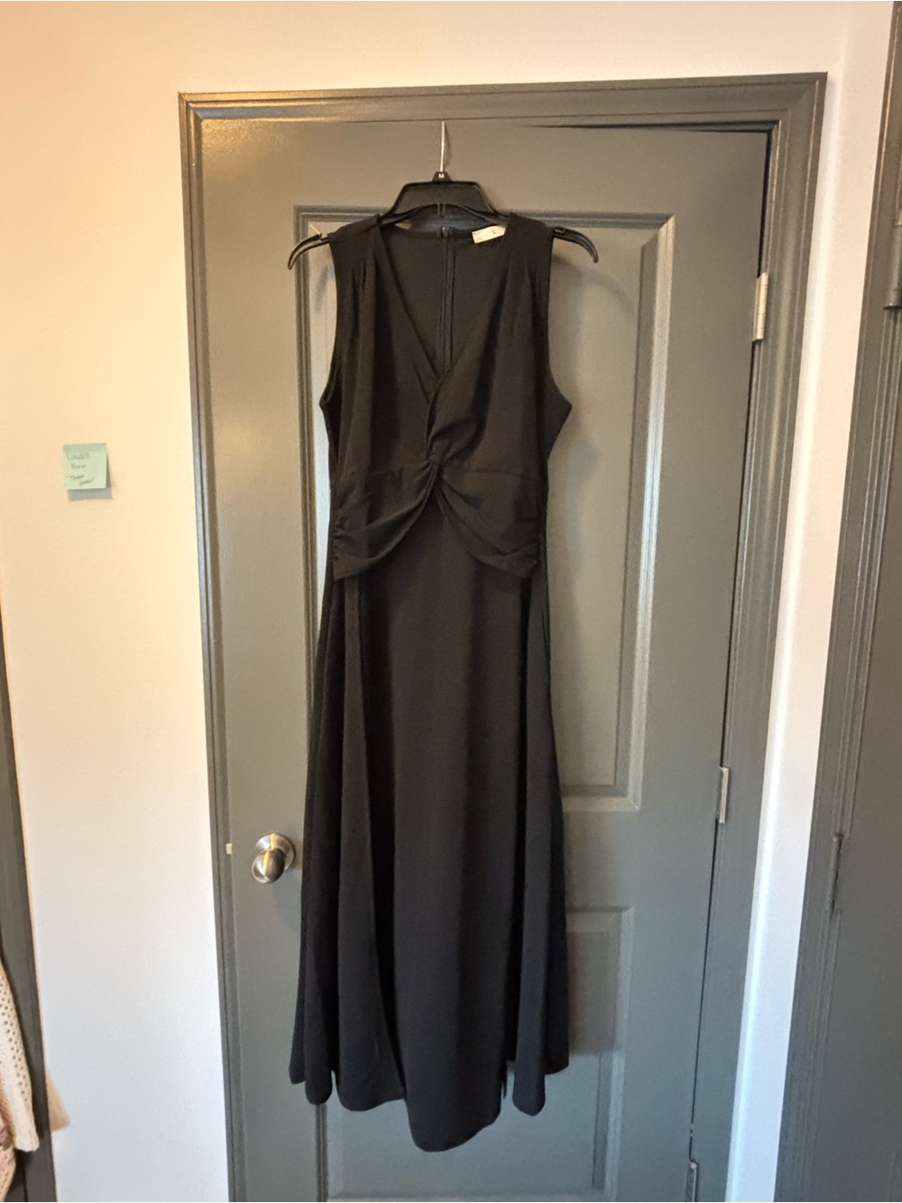 NWT Sleeveless Black Twist-Front Maxi Dress by